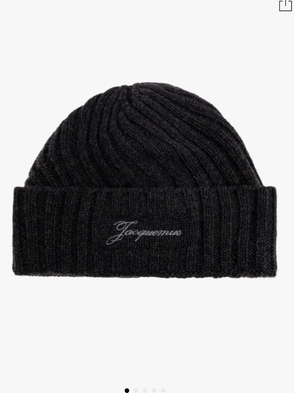 Jacquemus cashmere merino woolRibbed Knit Beanie with Script Logo unisex new